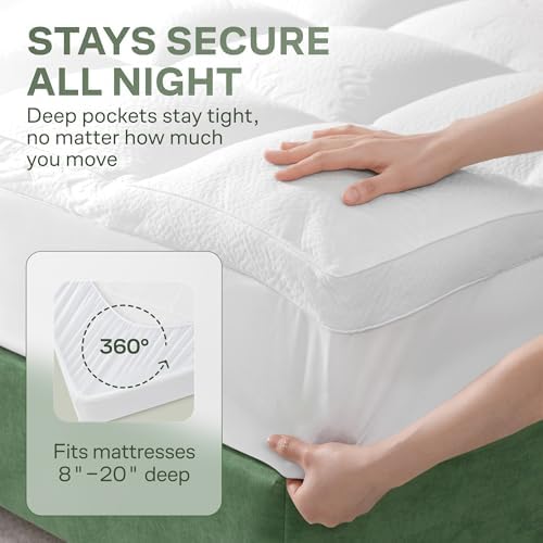 Thick Queen Mattress Topper with 20" Deep Pocket