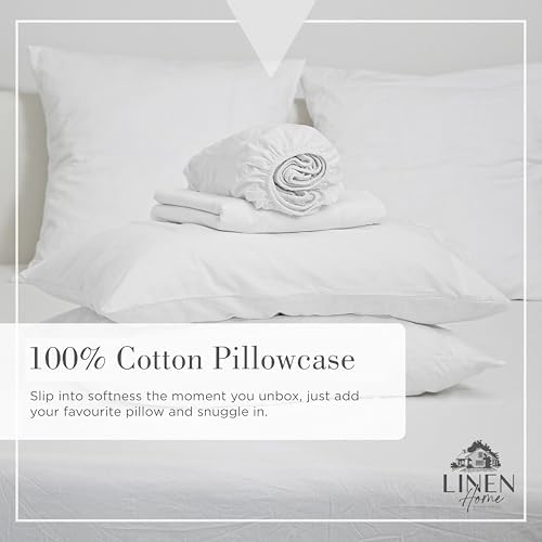 Linen Home Classic 100% Cotton Percale Pillowcases Queen Size