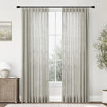 Pinch Pleated Linen Semi Sheer Curtains 108 Inches Long, 1 Panel