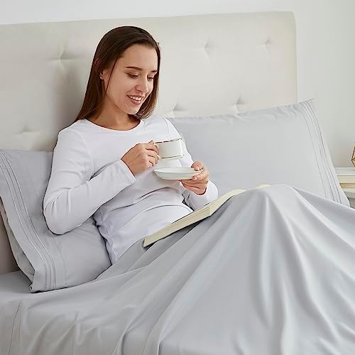 Nestl Light Grey Pillow Cases Queen Size Set of 2, Soft Queen Pillow