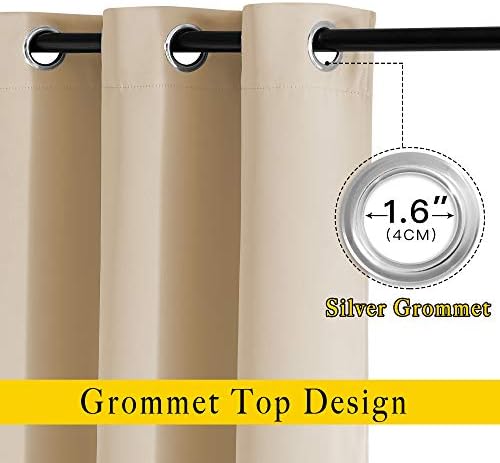 NICETOWN Blackout Biscotti Beige Curtains for Renter, 2 Panels,W52xL72
