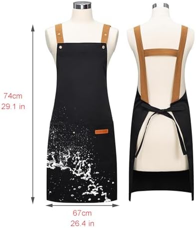 2 Pack Canvas Chef Aprons for Men Women with Large Pockets for Kitchen