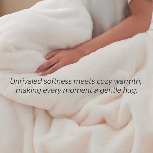 BEDELITE Faux Fur King Comforter Set Cream White,Warm Comforter for