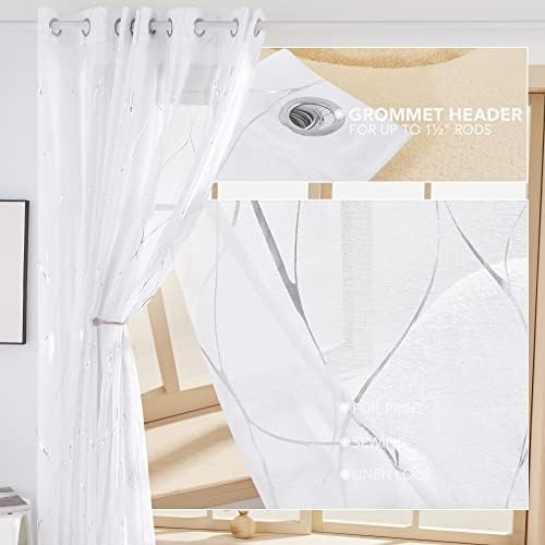 Deconovo Light Filtering Sheer Curtains 63 Inches Long for Living Room