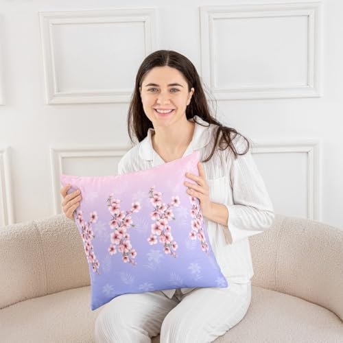 jejeloiu Kids Cherry Blossoms Throw Pillow Covers Set of 2 22 x
