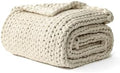 YnM Cotton Weighted Blanket, Handmade Chunky Knitted Design, Soft and