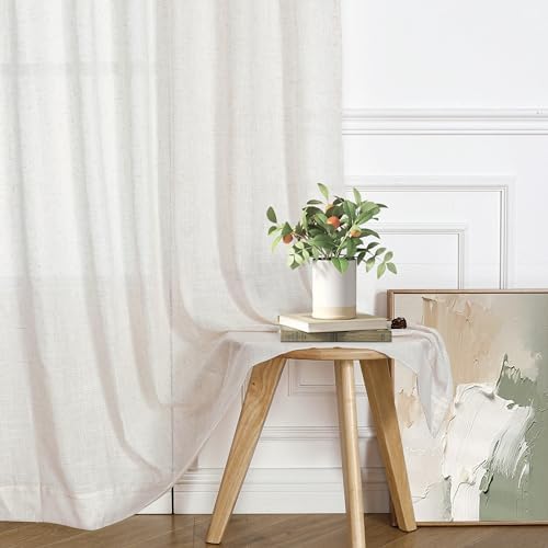 WEST LAKE 10 FT Tall Natural Pinch Pleated Sheer Curtains 120 Inches