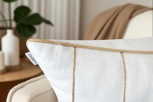 VAGMINE Embroidered Wildflower 20x20 Throw Pillow Cover, Ivory