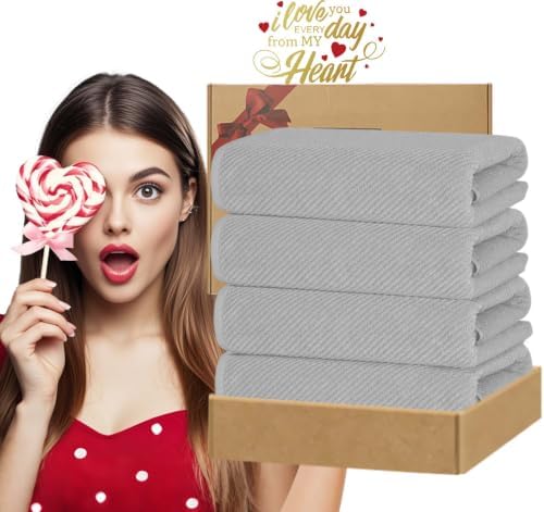 VOOVA & MOVAS Bathroom Towels, Cotton, Soft & Absorbent, Thick, Gray