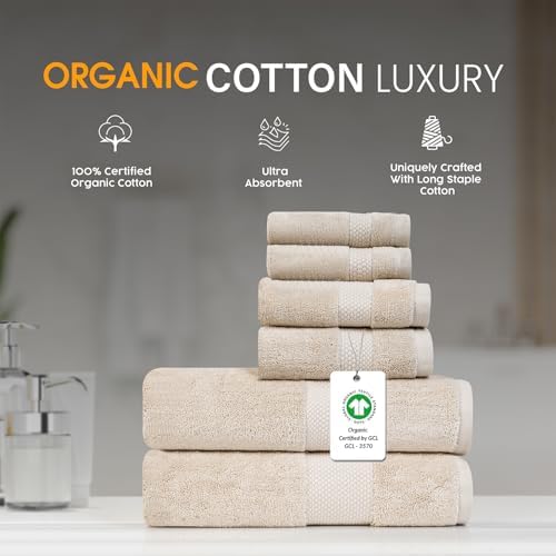 6 Piece Bath Towel Set, 630 GSM Absorbent Cotton Bath Towels Set