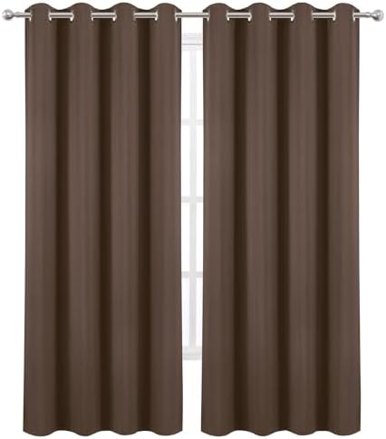 LEMOMO Blackout Curtains 52 x 120 Inch Long Chocolate Curtains Set of
