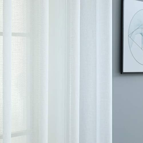 Pitalk White Sheer Curtains 96 Inches Long for Living Room Decor 2
