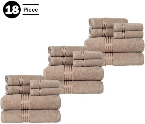 Lavish Home 18PC Towel Set - Cotton Bathroom Accessories with 6 Bath