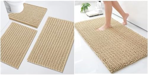 Arotive Luxury Chenille Bathroom Set, Bath Rug (44" x 32") and
