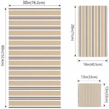 Bath Towels Set of 3 Beige Parallel Stripeds Bath Towel Hand Towel