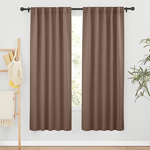 RYB HOME Blackout Curtains 72 inches Long for Bedroom, Mocha