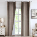 Vision Home Mocha Tan Velvet Pinch Pleated Blackout Curtains 40Wx120L