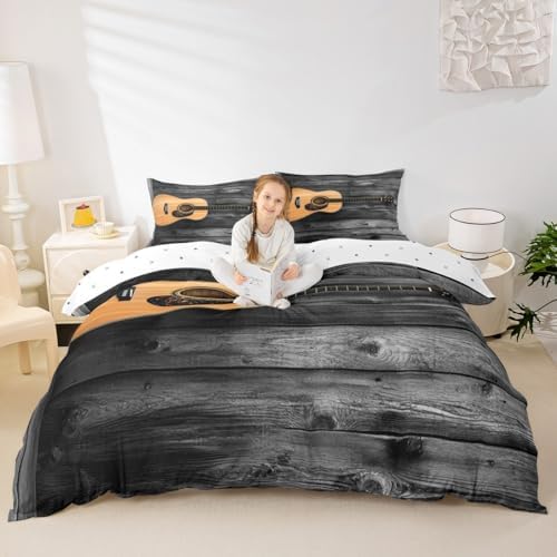 Feelyou Guitar Bedding Set Rock Music Theme Duvet Cover for Kids Boys