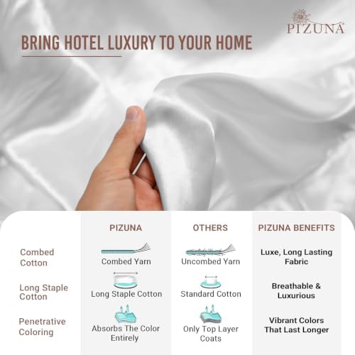 Pizuna Pure 100% Cotton Pillow Shams King Size Set of 2 White