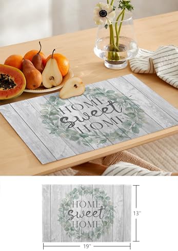 Home Text Table Runner and Placemats Set of 4 Modern Farmhouse White