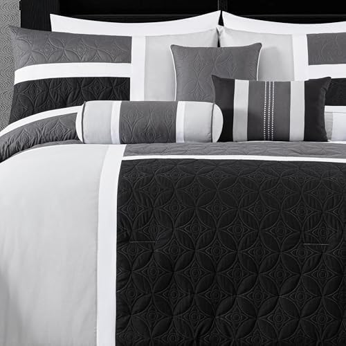 Chezmoi Collection Upland 7-Piece Quilted Patchwork Comforter Set