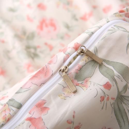 ABREEZE 100% Cotton Duvet Cover Queen Size Floral Bedding Set 3 Pieces