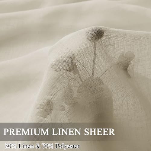 Fcosie 52" Wx108 L Semi Sheer Curtains with Silver Grommets Natural