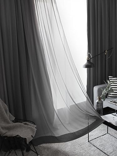 Sheer Bedroom Curtains 2 Panel Sets 63 Inch Length, Privacy Curtains