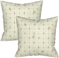 Cafl Sage Floral Plaid Throw Pillow Covers 18x18, Set of 2