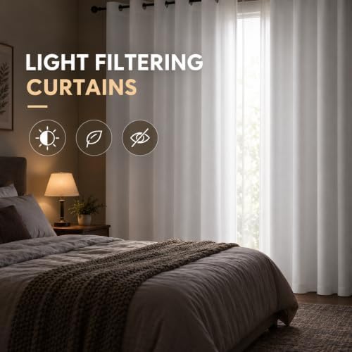 Simplebrand Grommet Room Darkening 108 Inch Long Curtains 2 Panel for