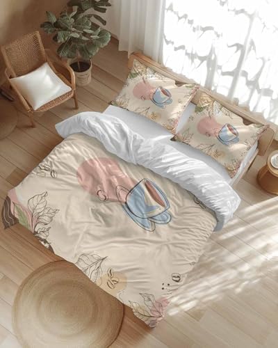 LooPoP Duvet Cover Set Queen SizeBoho Coffee Comforter Sets 3 Pieces