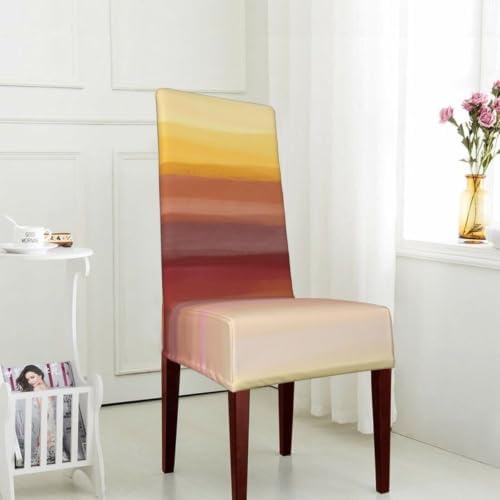 Neutral Earthy Handmade Stripes Boho Watercolor Stretch Chair Covers