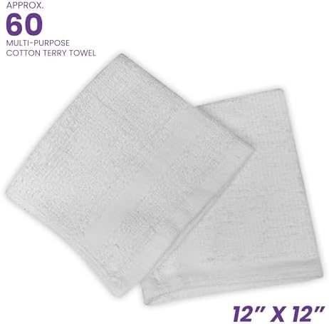 100% Cotton Terry Towels Cleaning Cloths, 5 lb Box - 60 Count