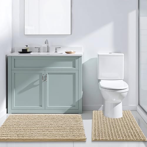 Arotive Chenille Bath Rugs Bundle - 4 Pcs Set: 2 Shaggy Soft Chenille