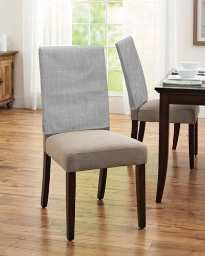 Gray Chair Back Covers Set of 6, Solid Grey Color Burlap Removable