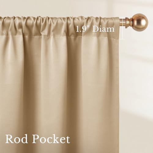 NICETOWN Biscotti Beige 108 inch Blackout Curtains for Patio Sliding