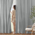 MIULEE Grey Semi Sheer Privacy Curtains Drapes 2 Panels 52W x 84L