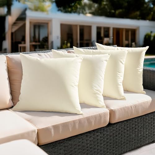 Amazon Basics 4-Piece Outdoor Decorative Throw Pillow Covers, Water