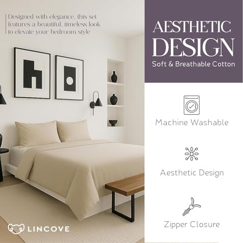 Lincove Luxury Duvet Cover Set - 100% Cotton Sateen Duvet Cover