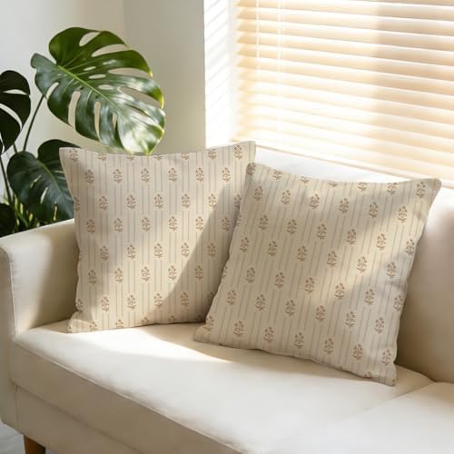 Vintage Floral Decorative Throw Pillow Covers 18 x 18 Set of 2