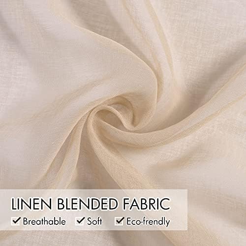 MIULEE Beige Semi Sheer Curtains Linen Textured Panels 54X96 Inches