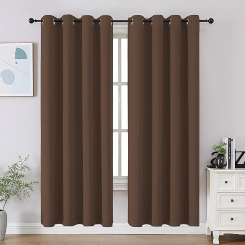 CUCRAF Brown Blackout Curtains 72 inch Length, Thermal Insulated Room