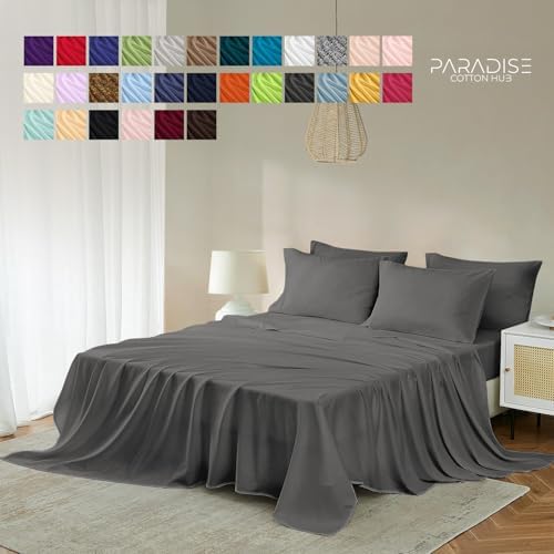 Egyptian Cotton Sheet Set King Size fits 14-16" Deep Pocket - Solid
