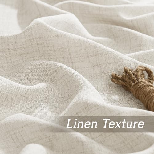 RYB HOME Linen Textured Semi Sheer Curtains 63 inches Long for Living