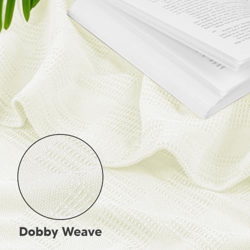 Utopia Bedding 100% Cotton Thermal Blanket Ivory King, 90x108 Inches