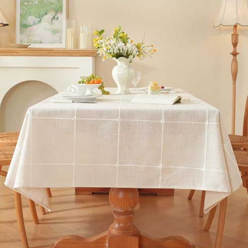 Zobesta Linen White Table Cloth Rectangle Table 53x70 Inch