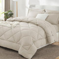 CozyLux King Comforter Set 102"x90" Beige - 7 Piece Bed in a Bag