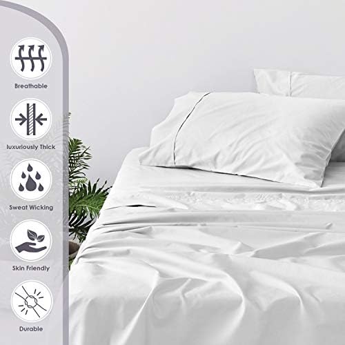 Pizuna Pure 100% Cotton Queen Pillow Cases 800 Thread Count White