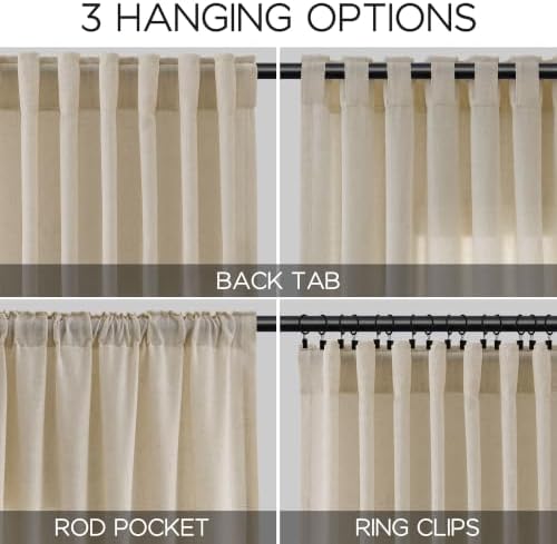 Nanspring Linen Curtains 50 x 96 Inch Long for Living Room Taupe