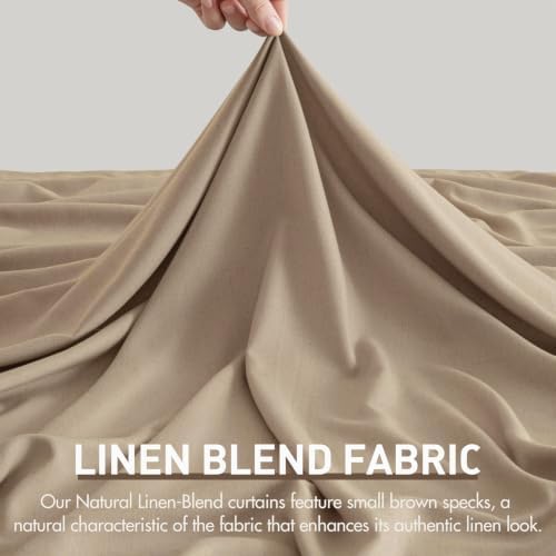Burlywood Brown Pinch Pleated Linen Curtains 96 Inches Long 2 Panels